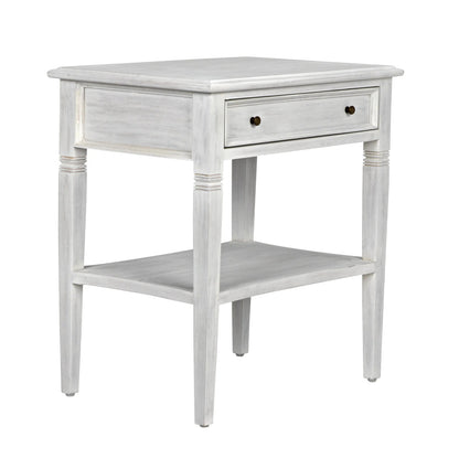 Noir Oxford 1-Drawer Side Table in White Wash GTAB247WH