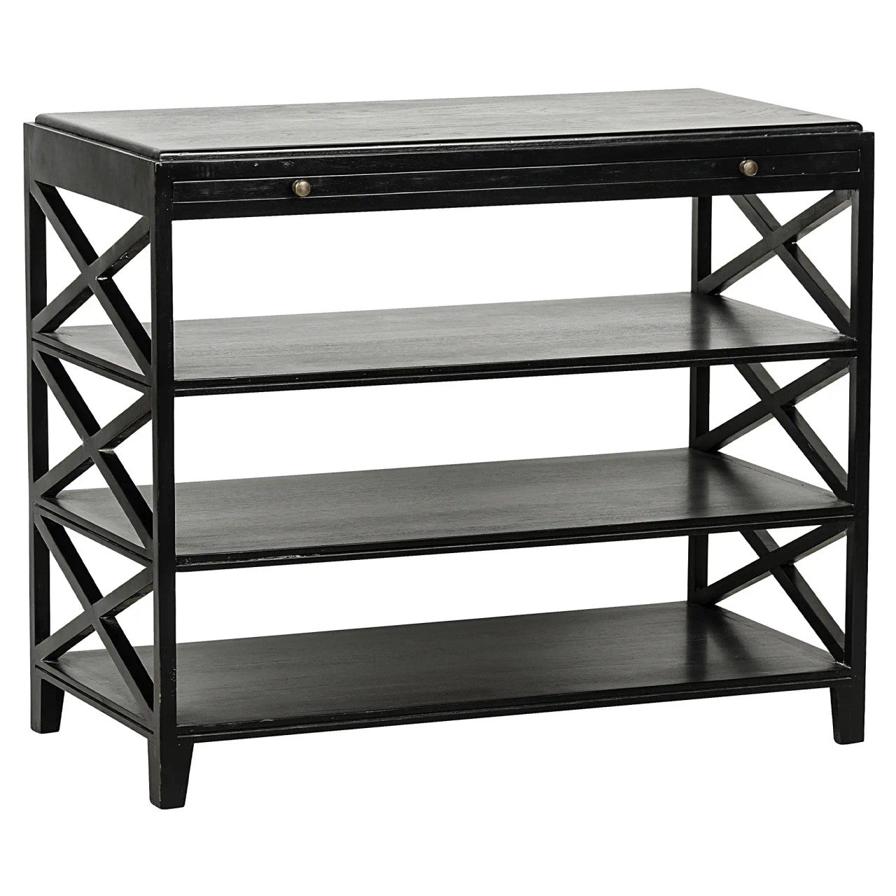 Noir Sutton Criss-Cross Side Table in Hand Rubbed Black GTAB252HB