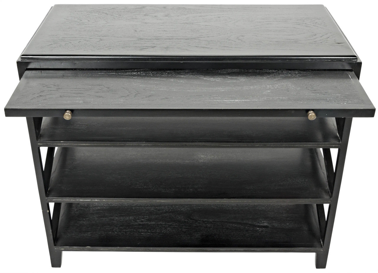 Noir Sutton Criss-Cross Side Table in Hand Rubbed Black GTAB252HB