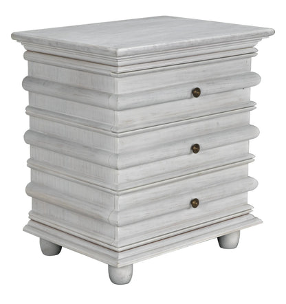 Noir Ascona Side Table in White Wash GTAB277WH