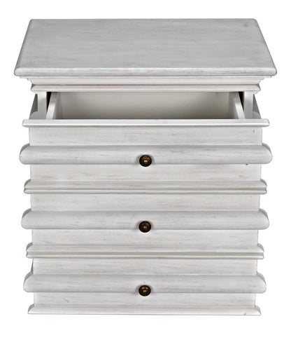 Noir Ascona Side Table in White Wash GTAB277WH