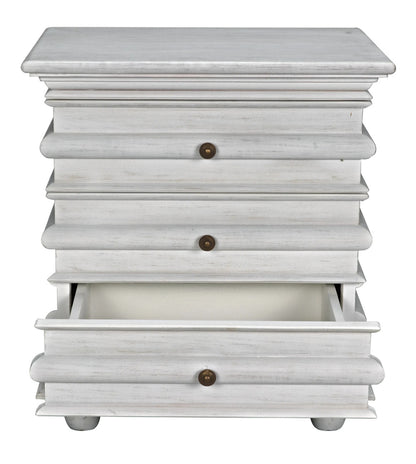 Noir Ascona Side Table in White Wash GTAB277WH