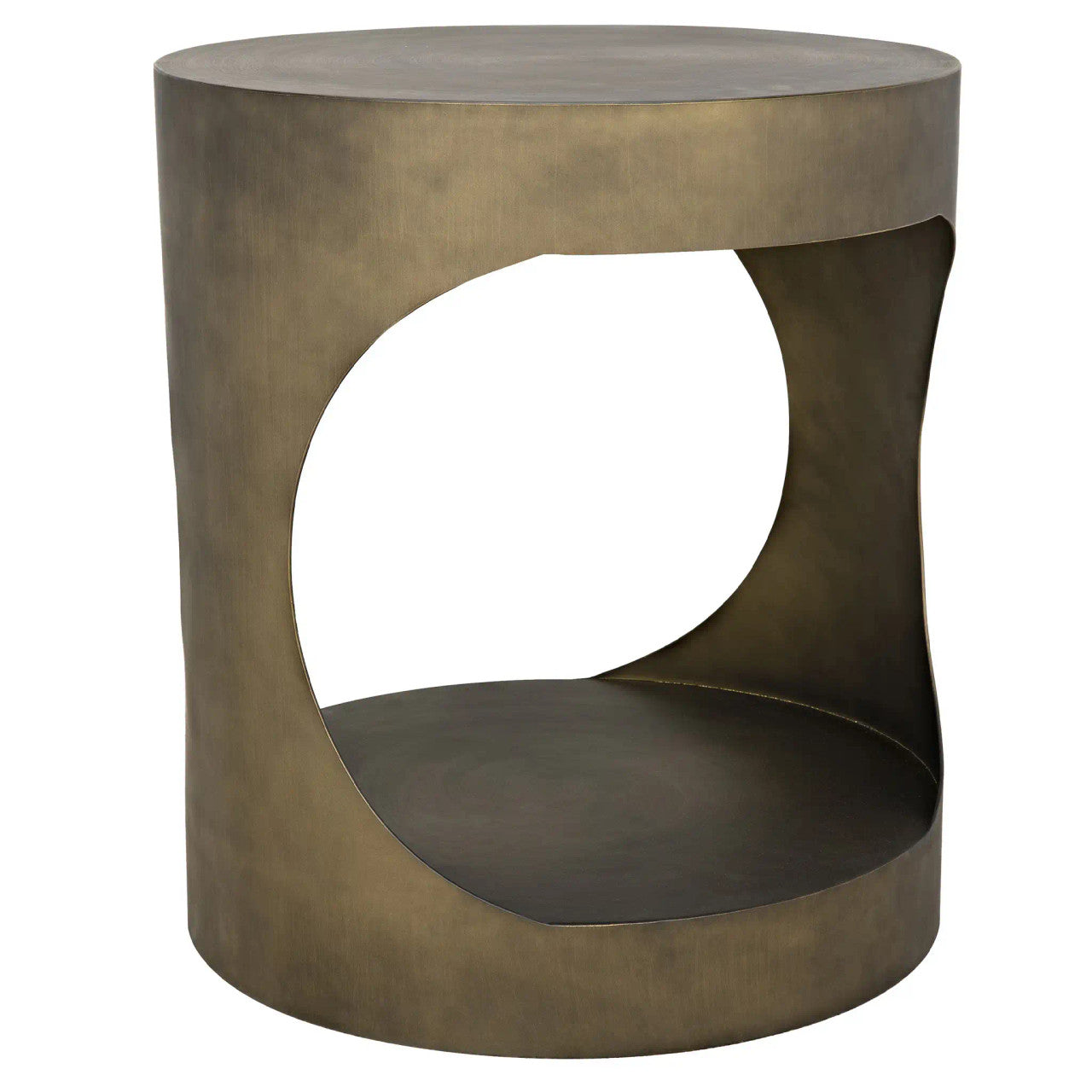 Noir Eclipse Round Side Table in Aged Brass GTAB302AB