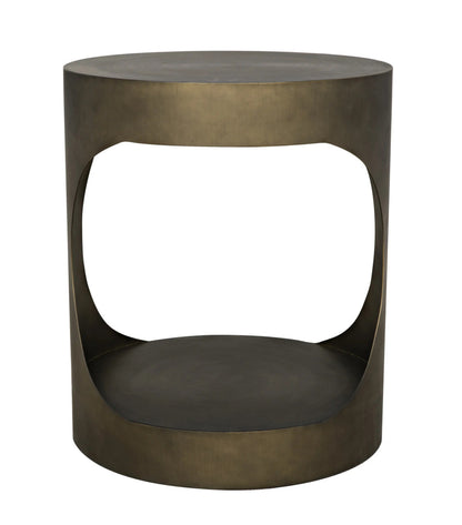 Noir Eclipse Round Side Table in Aged Brass GTAB302AB