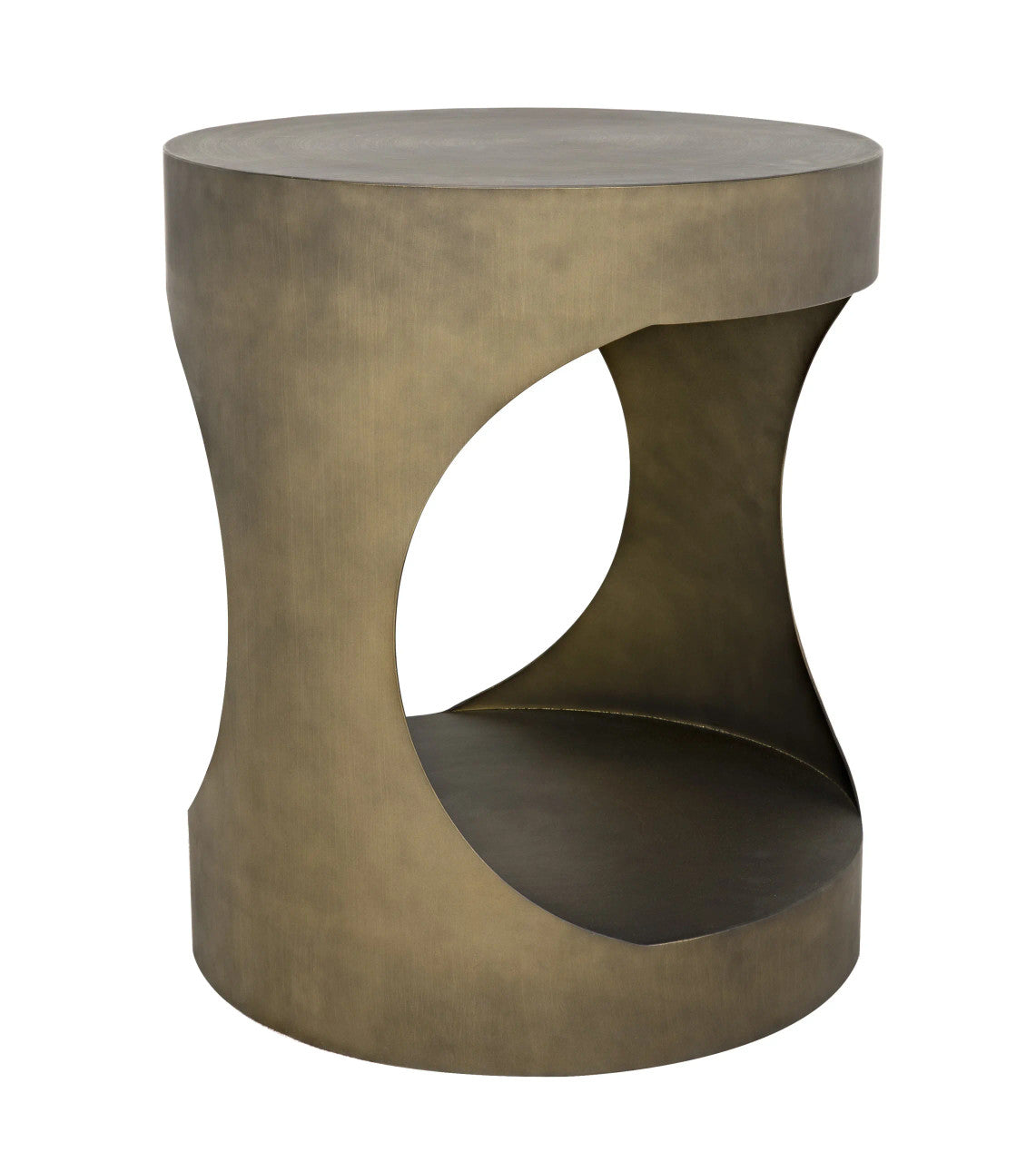 Noir Eclipse Round Side Table in Aged Brass GTAB302AB