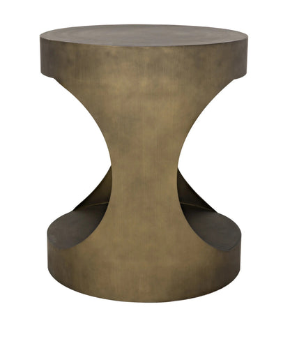 Noir Eclipse Round Side Table in Aged Brass GTAB302AB