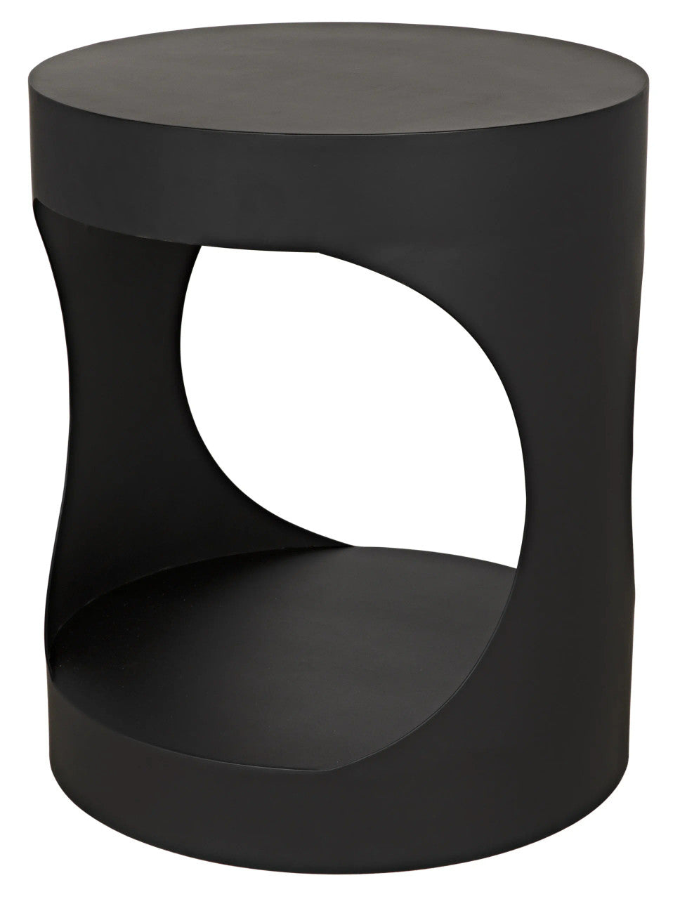 Noir Eclipse Round Side Table in Matte Black GTAB302MTB