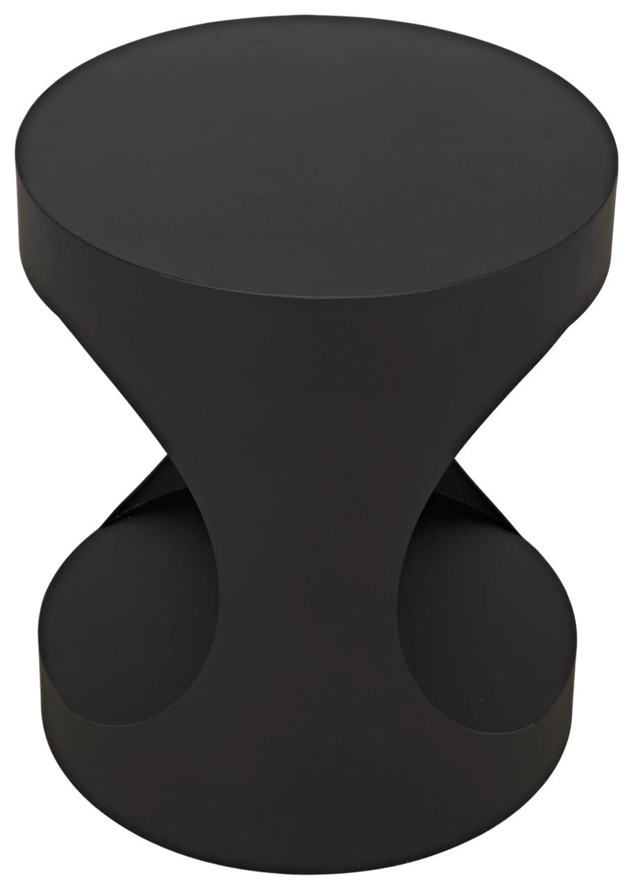 Noir Eclipse Round Side Table in Matte Black GTAB302MTB