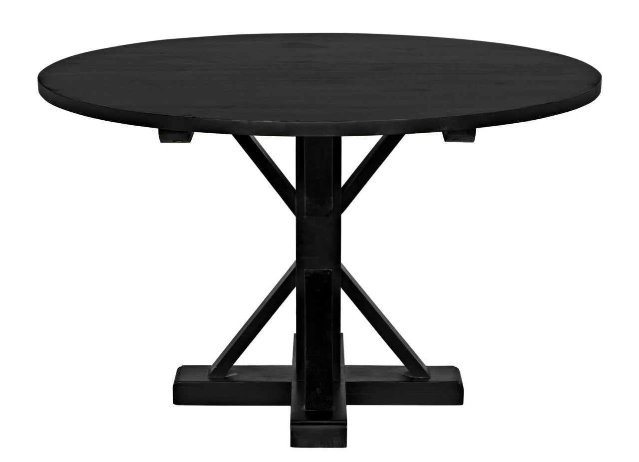 Noir Criss-Cross Round Table 48" Diameter in Hand Rubbed Black GTAB419HB-48