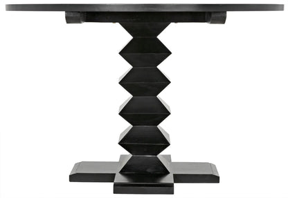 Noir Zig-Zag Dining Table 48" Diameter in Hand Rubbed Black GTAB472HB-48