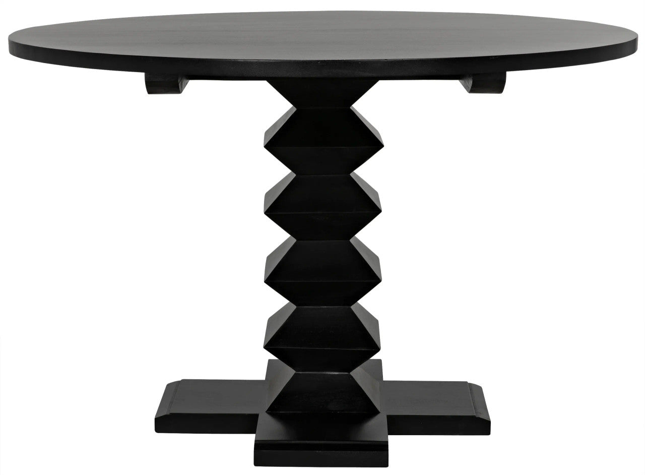 Noir Zig-Zag Dining Table 48" Diameter in Hand Rubbed Black GTAB472HB-48