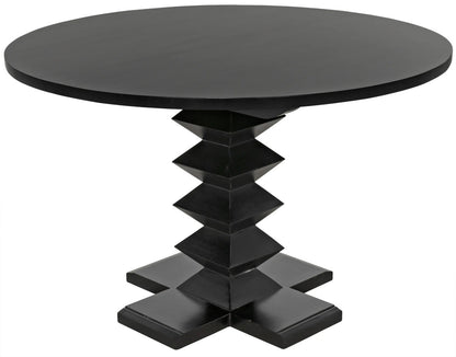 Noir Zig-Zag Dining Table 48" Diameter in Hand Rubbed Black GTAB472HB-48