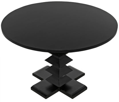 Noir Zig-Zag Dining Table 48" Diameter in Hand Rubbed Black GTAB472HB-48