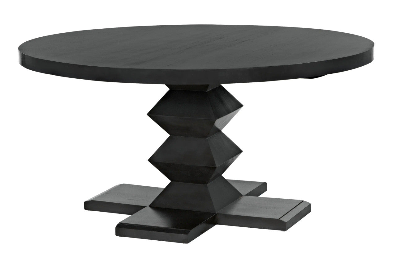 Noir Zig-Zag Dining Table 60" Diameter in Pale GTAB472P