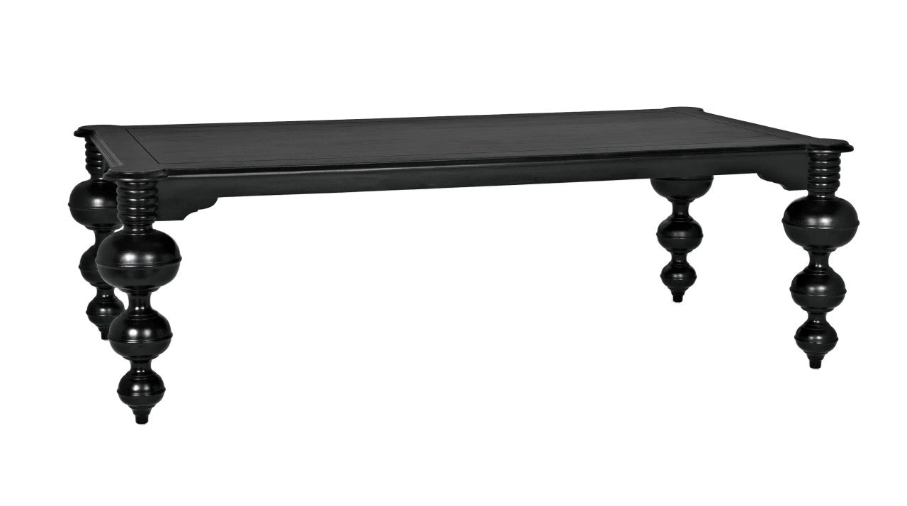 Noir Claudio Dining Table in Hand Rubbed Black GTAB473HB