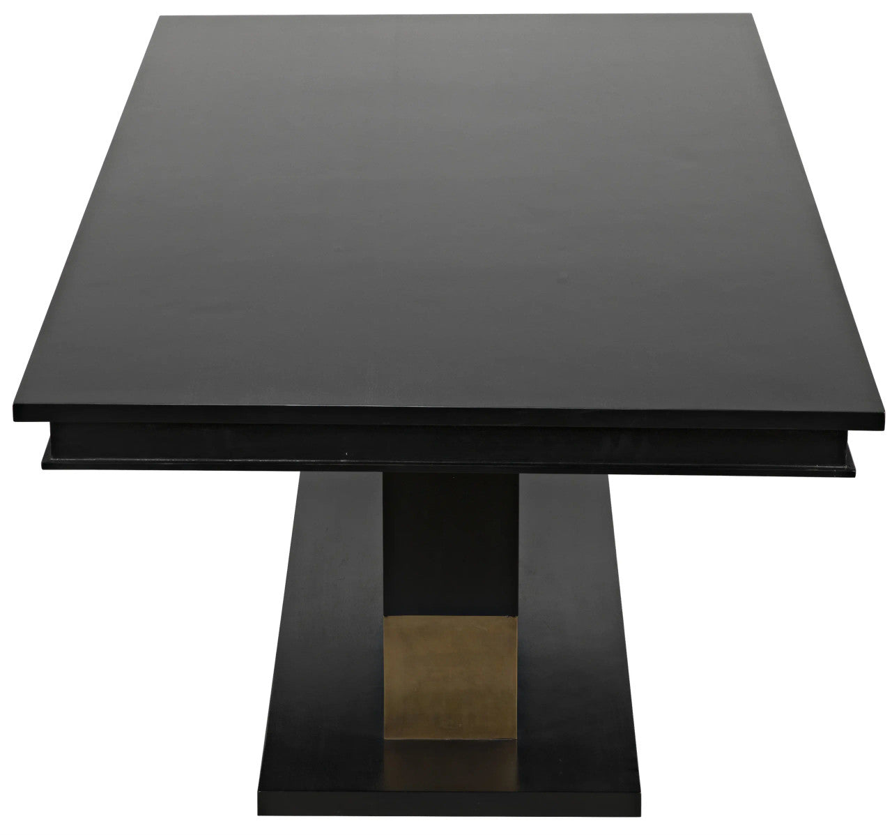 Noir Ravenko Dining Table in Hand Rubbed Black with Brass Accents GTAB551HB