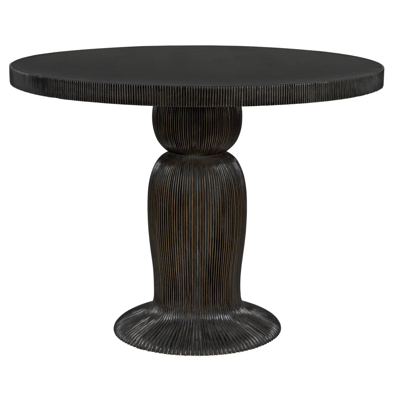 Noir Portobello Dining Table in Hand Rubbed Black with Light Brown Highlights GTAB560HB