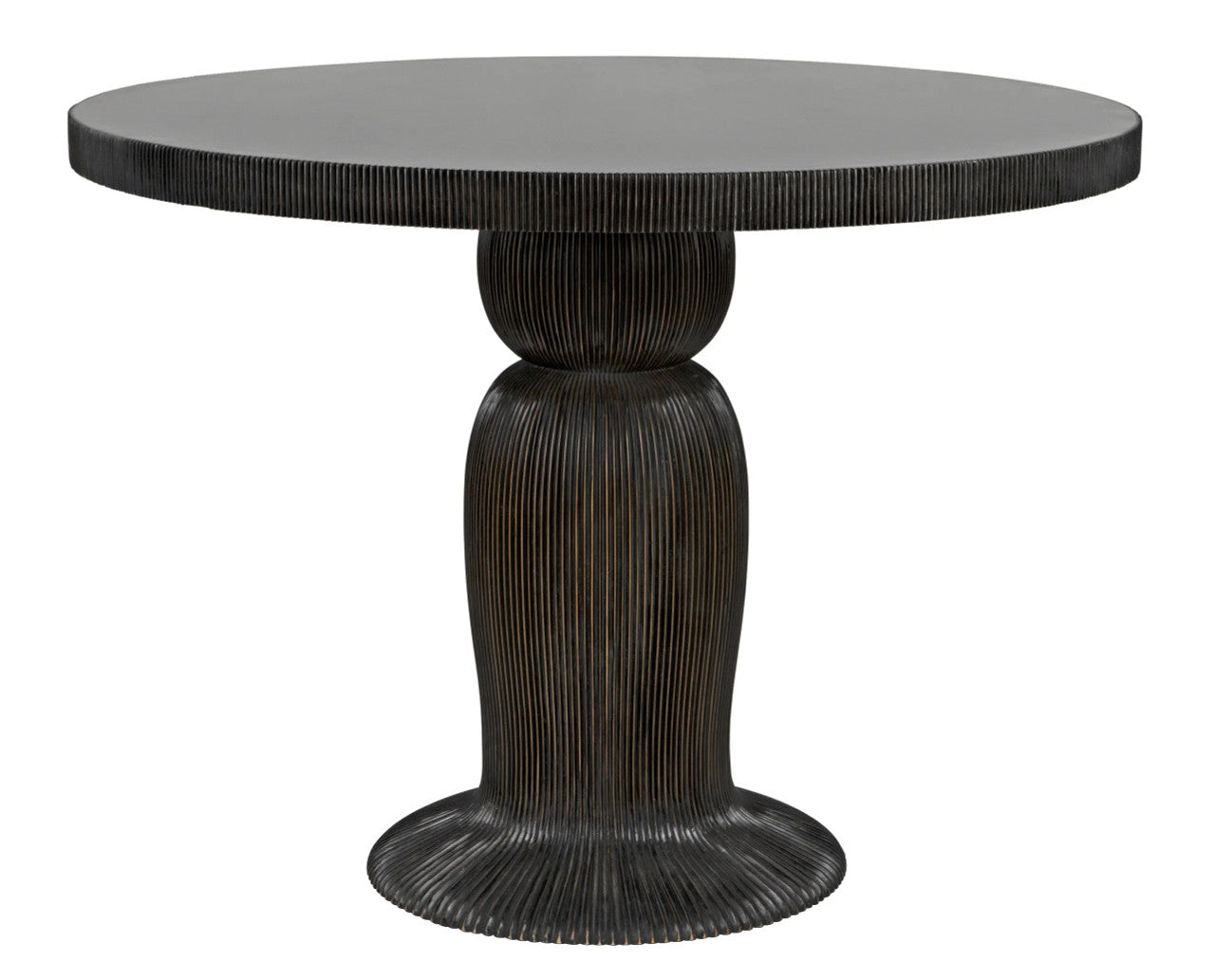 Noir Portobello Dining Table in Hand Rubbed Black with Light Brown Highlights GTAB560HB