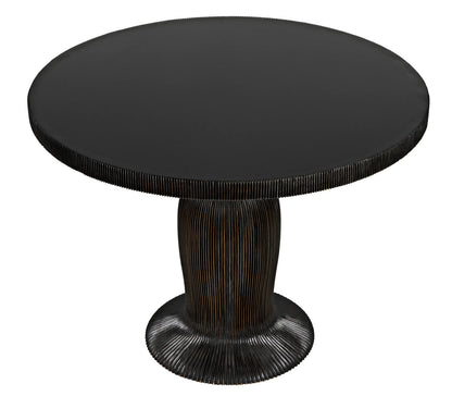 Noir Portobello Dining Table in Hand Rubbed Black with Light Brown Highlights GTAB560HB