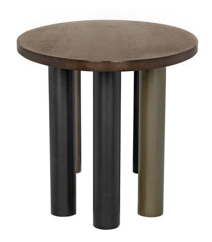 Noir Journal Oval Dining Table in Dark Walnut with Matte Black & Aged Brass Base GTAB572DW