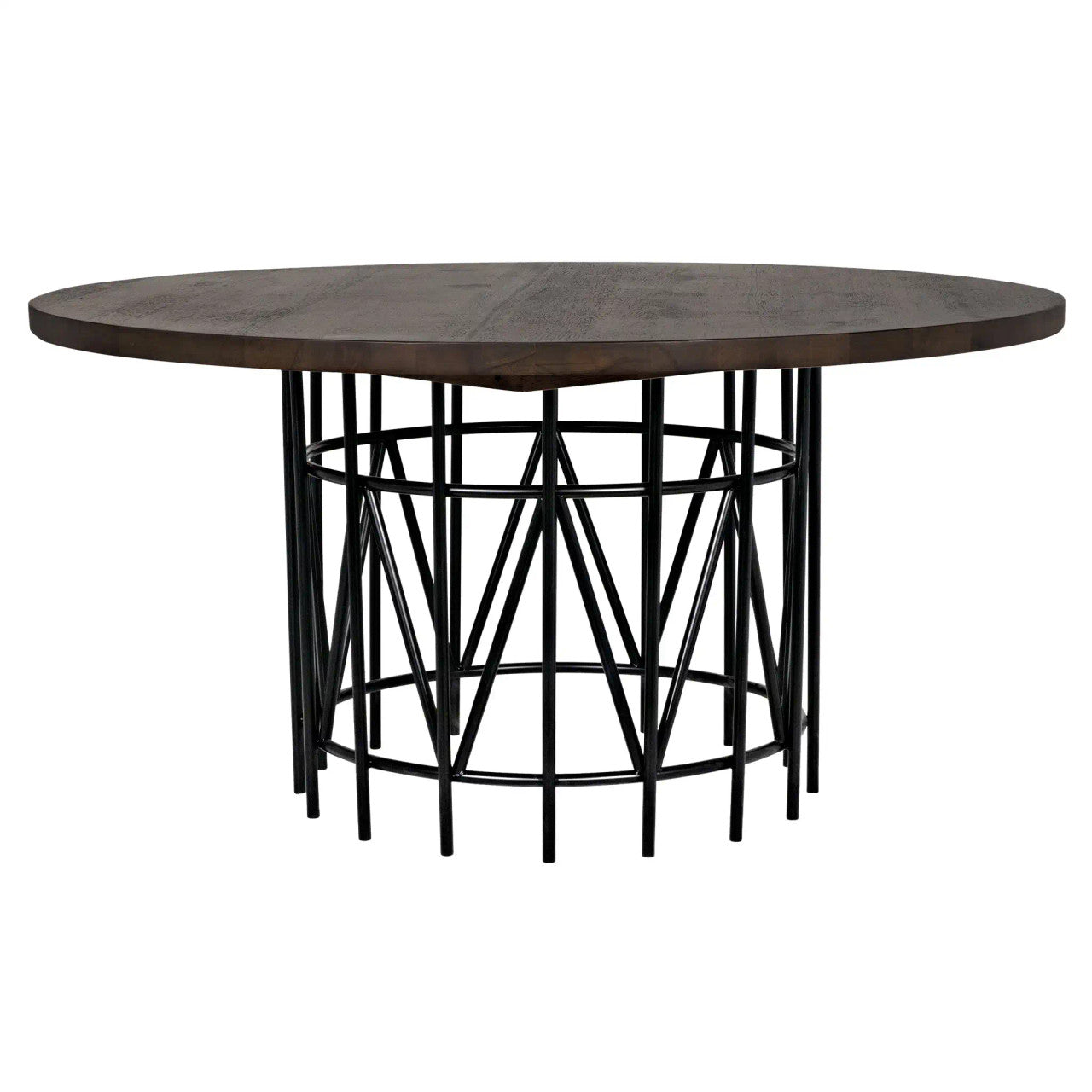 Noir Silberman Dining Table in Dark Walnut with Matte Black Base GTAB573DW