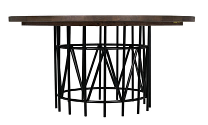 Noir Silberman Dining Table in Dark Walnut with Matte Black Base GTAB573DW