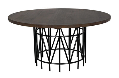 Noir Silberman Dining Table in Dark Walnut with Matte Black Base GTAB573DW