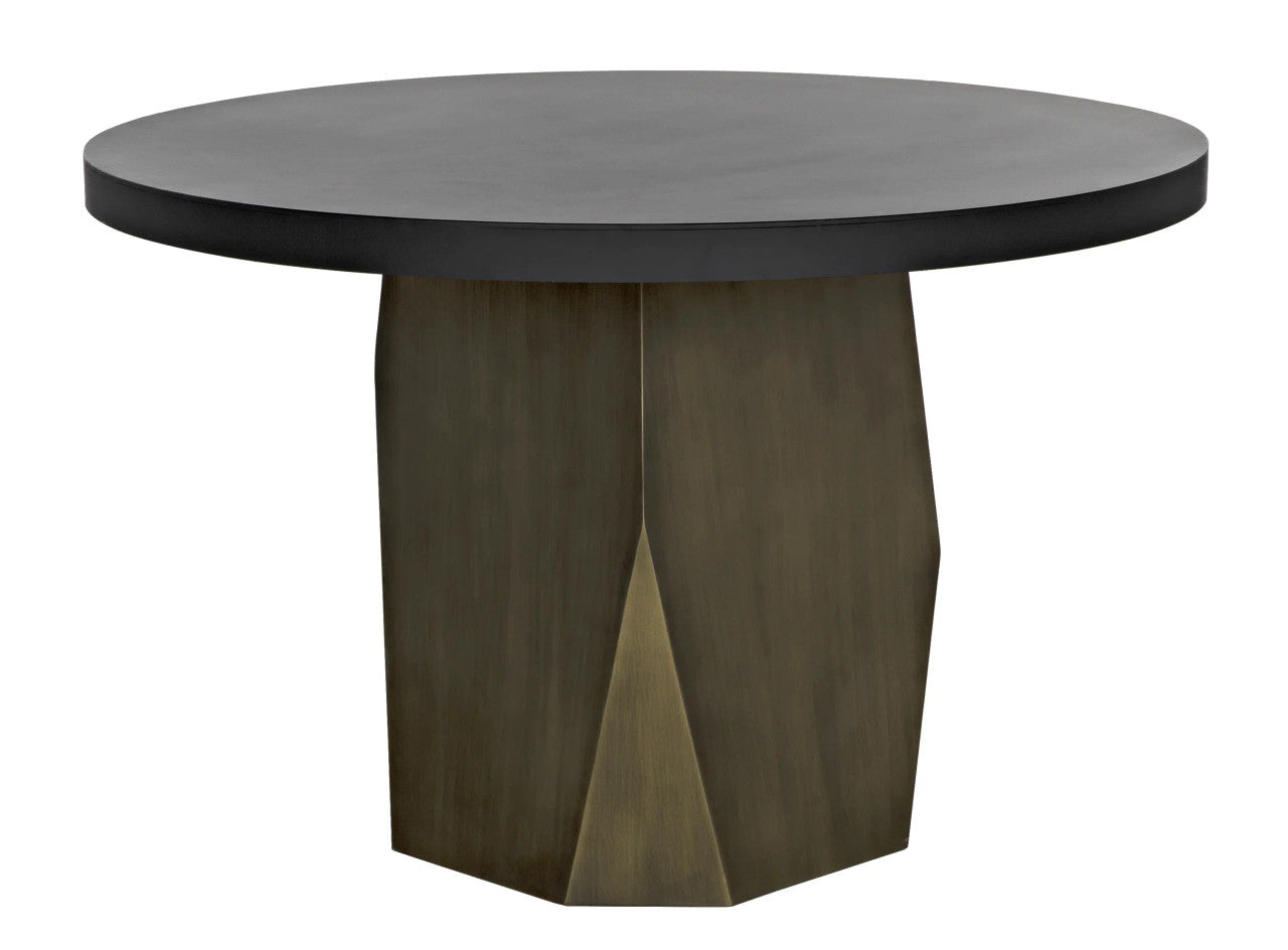 Noir Eiger Table in Matte Black and Aged Brass GTAB585MTBAB