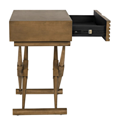 Noir Zanta Side Table in Saddle Brown GTAB671SB