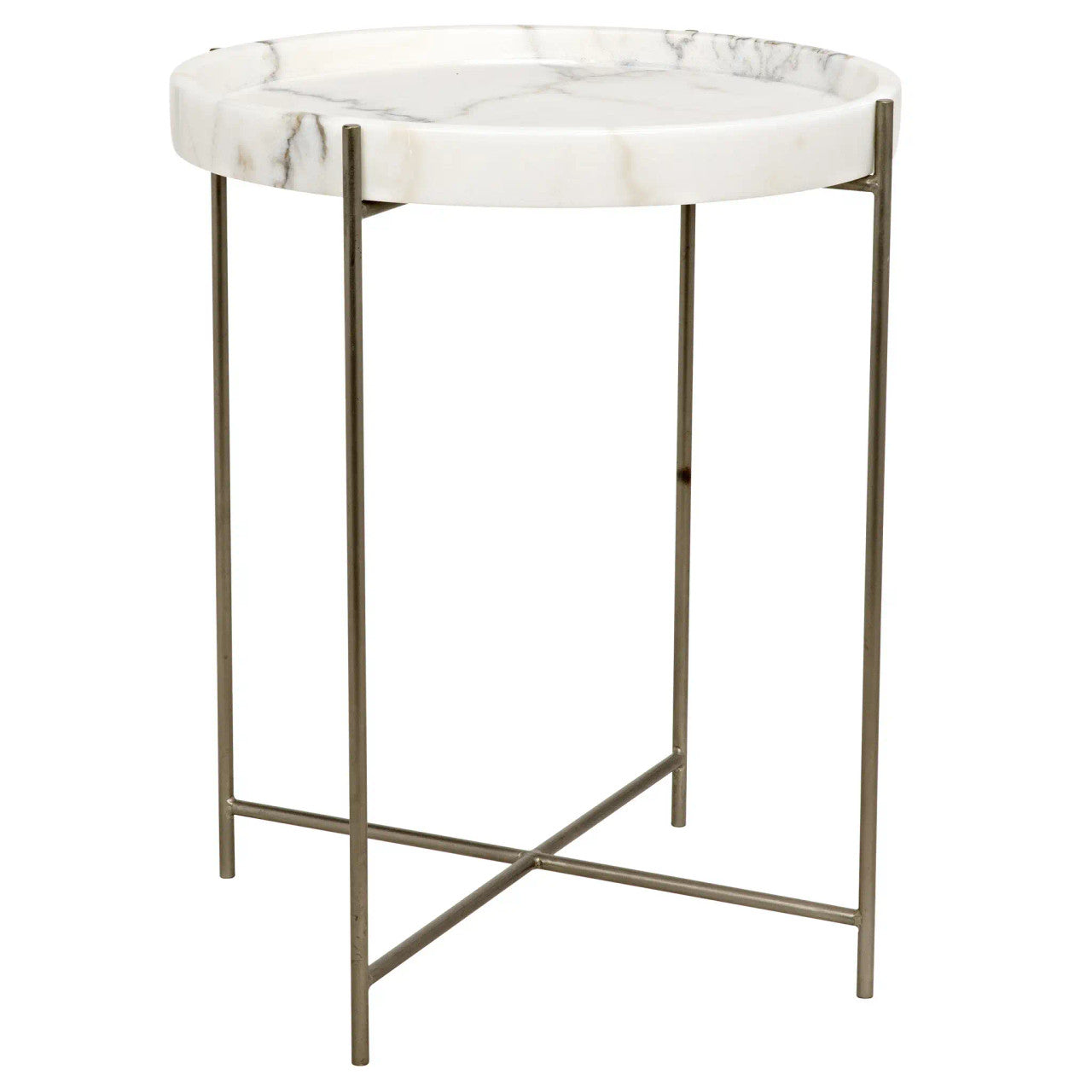 Noir Chico Side Table in Antique Silver GTAB800ASV