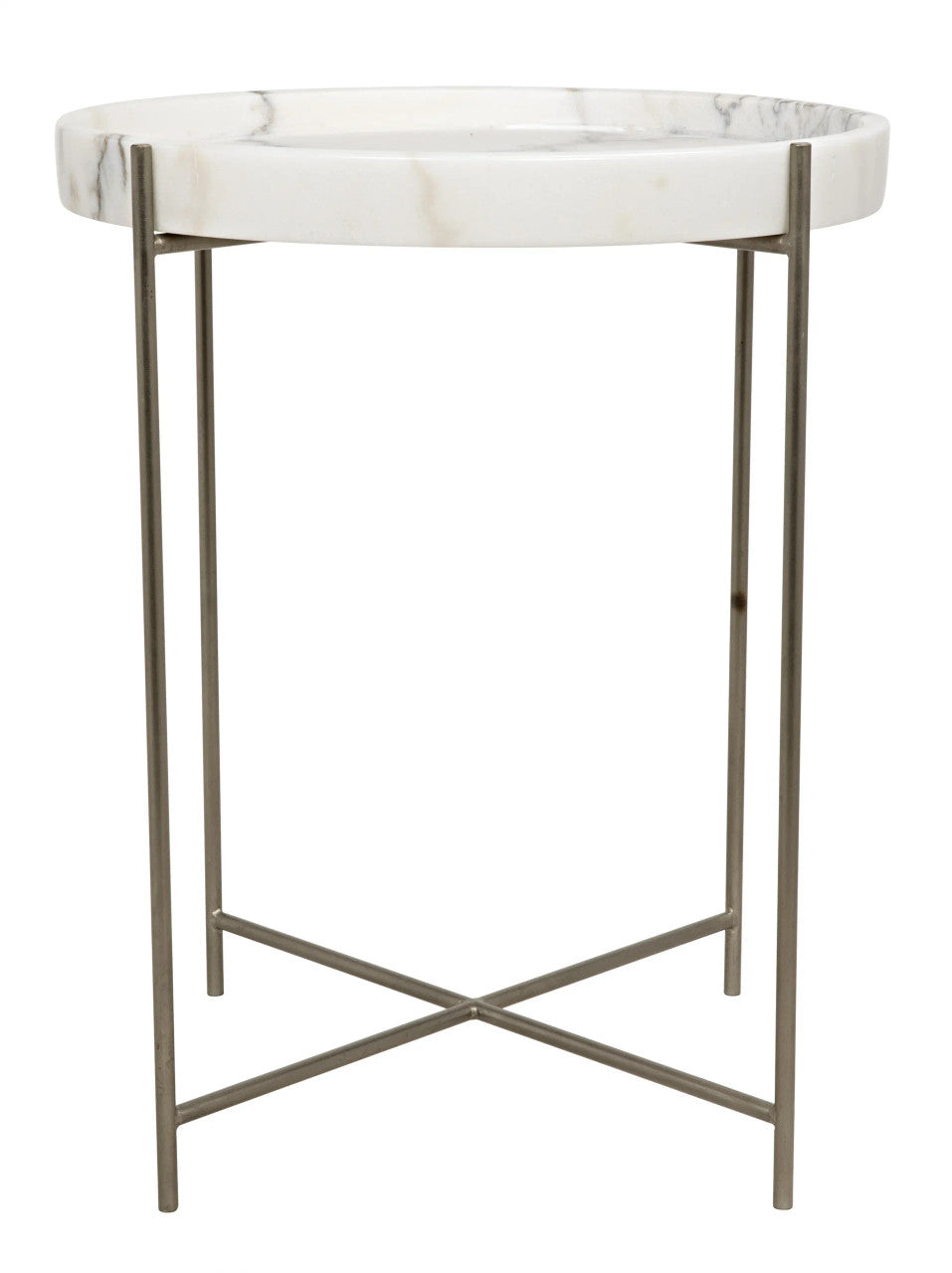 Noir Chico Side Table in Antique Silver GTAB800ASV