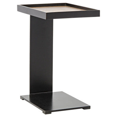 Noir Ledge Side Table with Black Steel in Dark Walnut with Black Matte Base GTAB804MTB