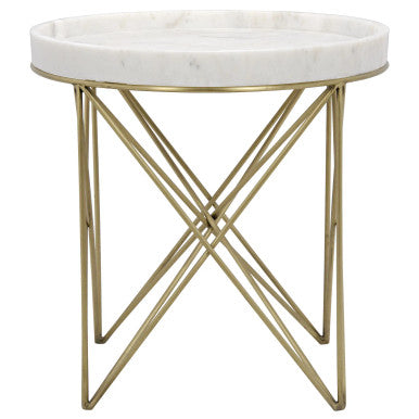 Noir Prisma Side Table in Antique Brass GTAB811MB