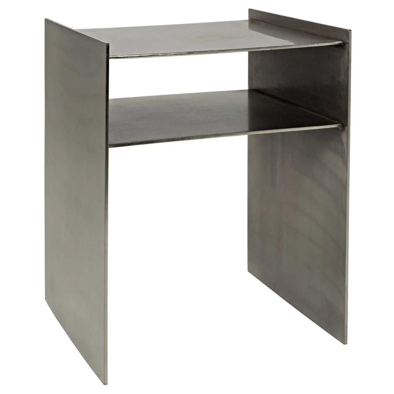 Noir Cyrus Side Table in Antique Silver GTAB828ASV