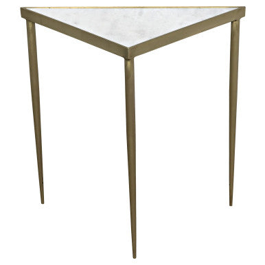 Noir Comet Triangle Side Table in Antique Brass GTAB844MB-L