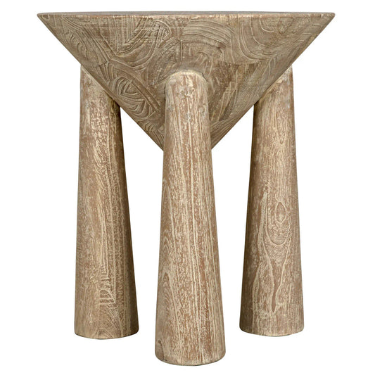 Noir Kongo Side Table in Washed Distressed Mindi GTAB885DM