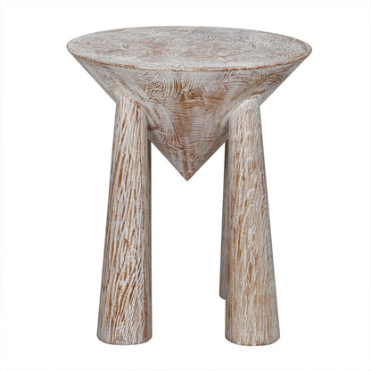 Noir Kongo Side Table in Washed Distressed Mindi GTAB885DM