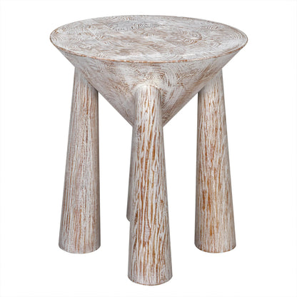 Noir Kongo Side Table in Washed Distressed Mindi GTAB885DM