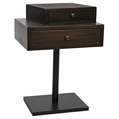 Noir Enola Side Table in Ebony Walnut W/ Black Base GTAB941EB