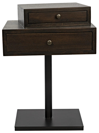 Noir Enola Side Table in Ebony Walnut W/ Black Base GTAB941EB