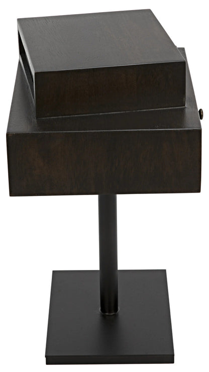 Noir Enola Side Table in Ebony Walnut W/ Black Base GTAB941EB