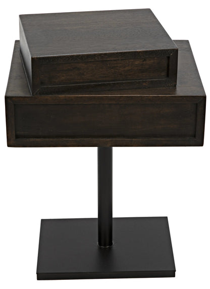 Noir Enola Side Table in Ebony Walnut W/ Black Base GTAB941EB