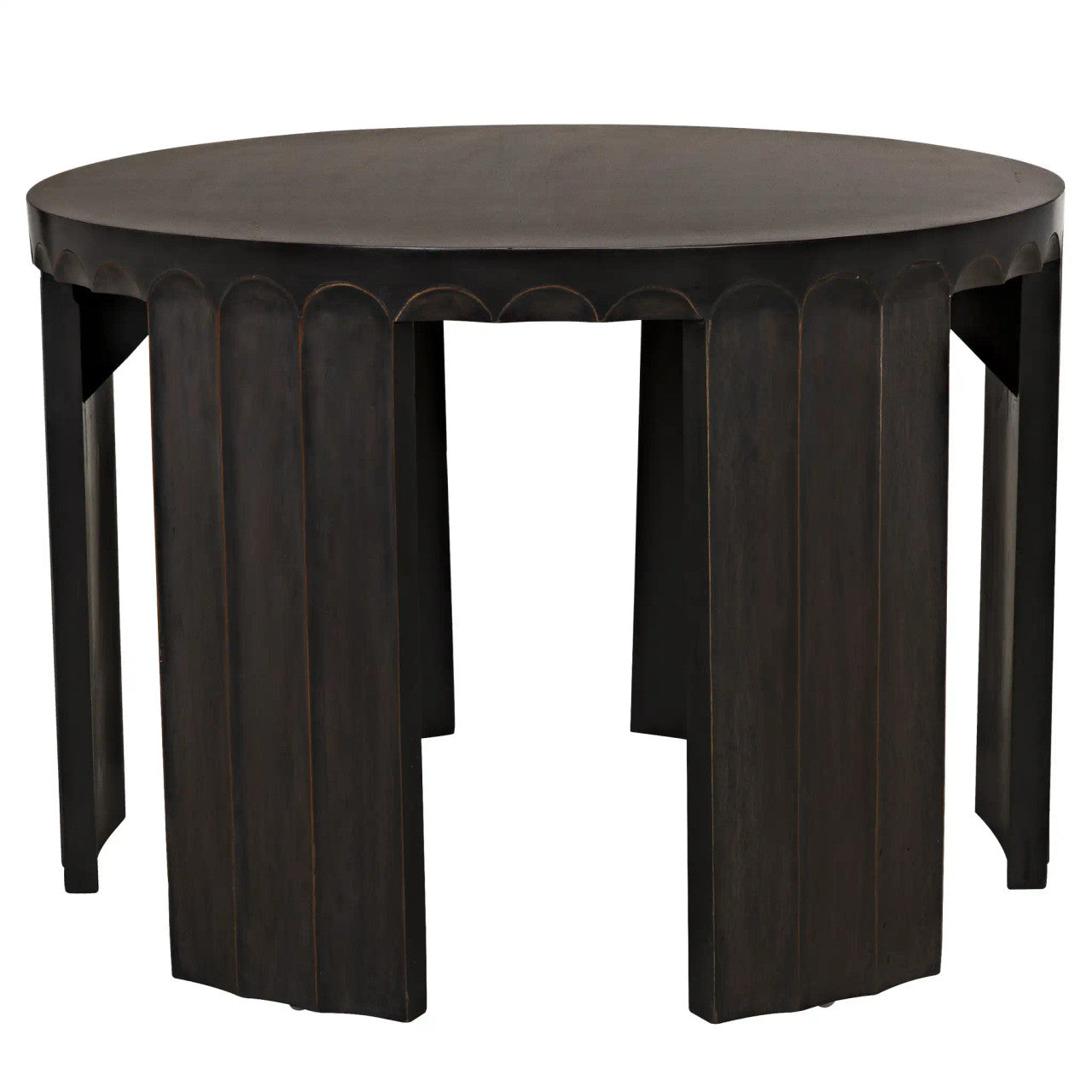 Noir Fluted Side Table in Pale W/ Light Brown Highlights GTAB951P