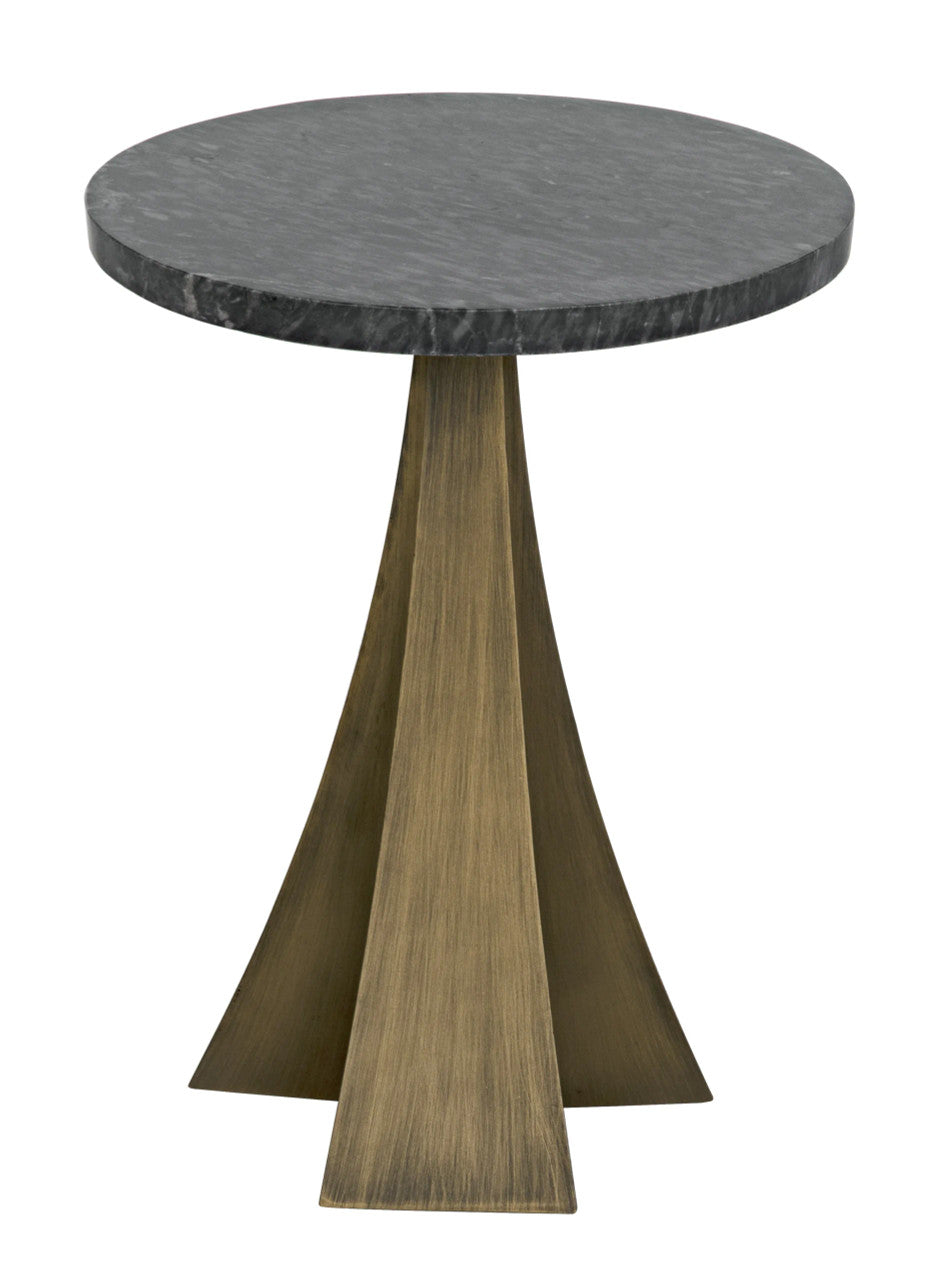 Noir Hortensia Side Table in Aged Brass GTAB954AB