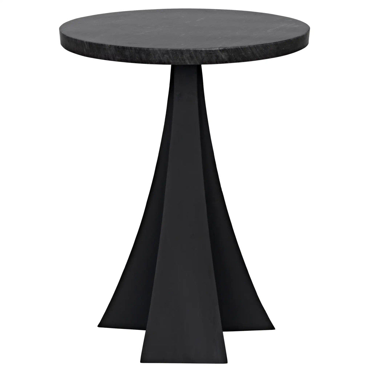 Noir Hortensia Side Table in Matte Black with Black Marble GTAB954MTB