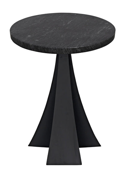 Noir Hortensia Side Table in Matte Black with Black Marble GTAB954MTB