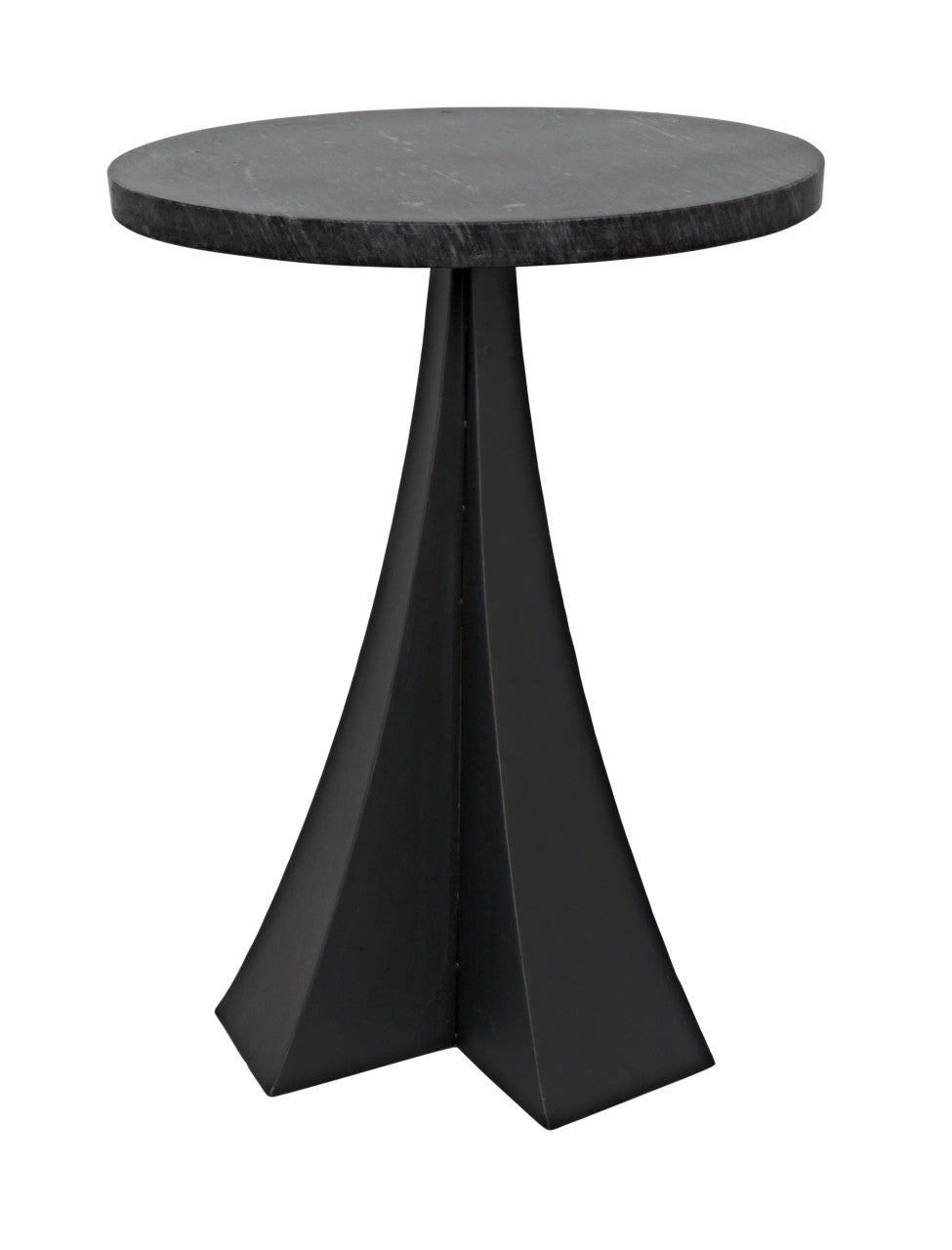 Noir Hortensia Side Table in Matte Black with Black Marble GTAB954MTB