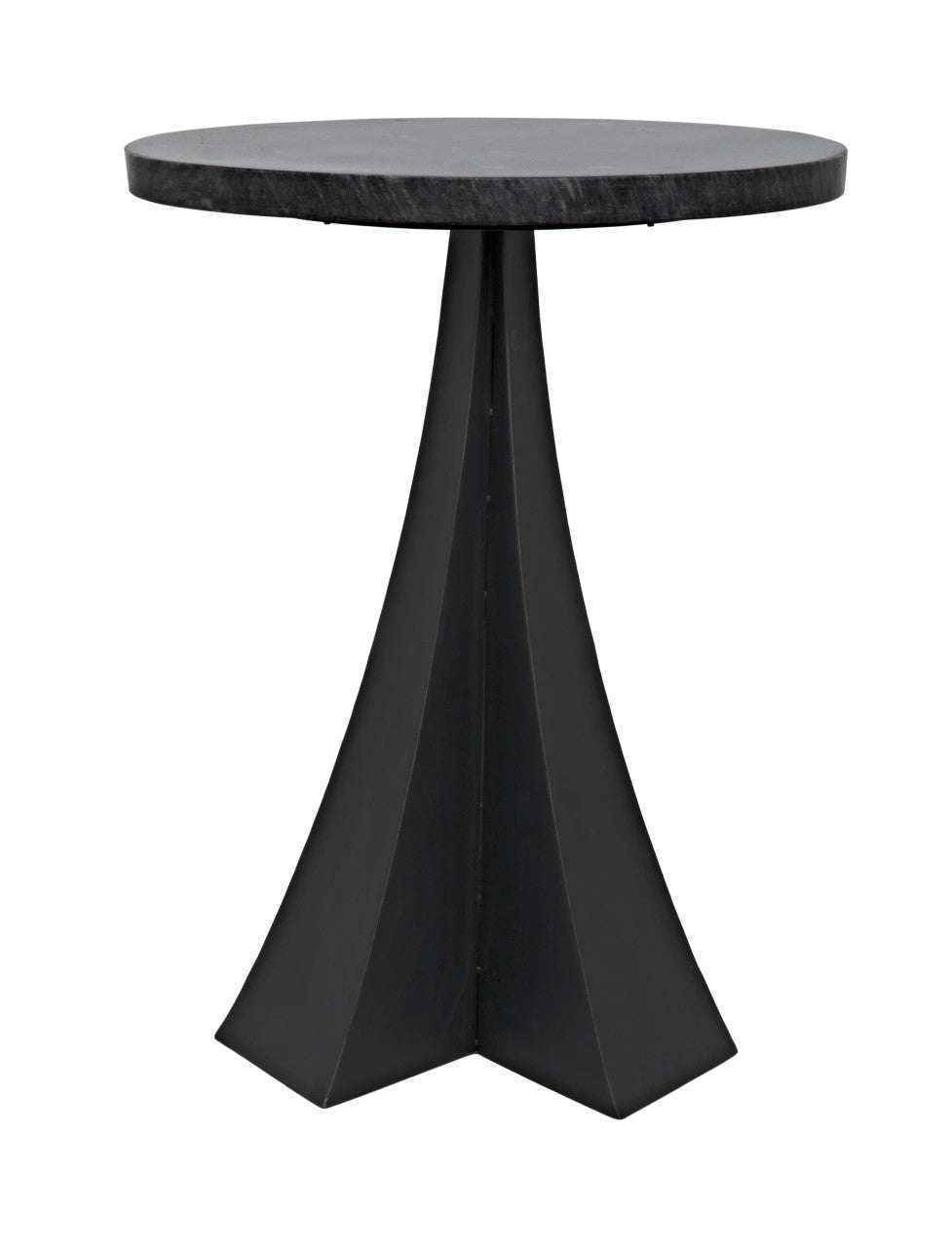 Noir Hortensia Side Table in Matte Black with Black Marble GTAB954MTB