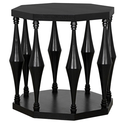 Noir Marceo Side Table in Hand Rubbed Black GTAB964HB