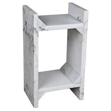 Noir Easton Side Table in White Marble GTAB979W